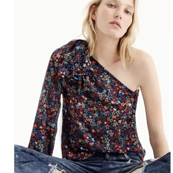 J. Crew Tops - NWT J. Crew jacuzzi star print one sleeve blouse sz 8 medium